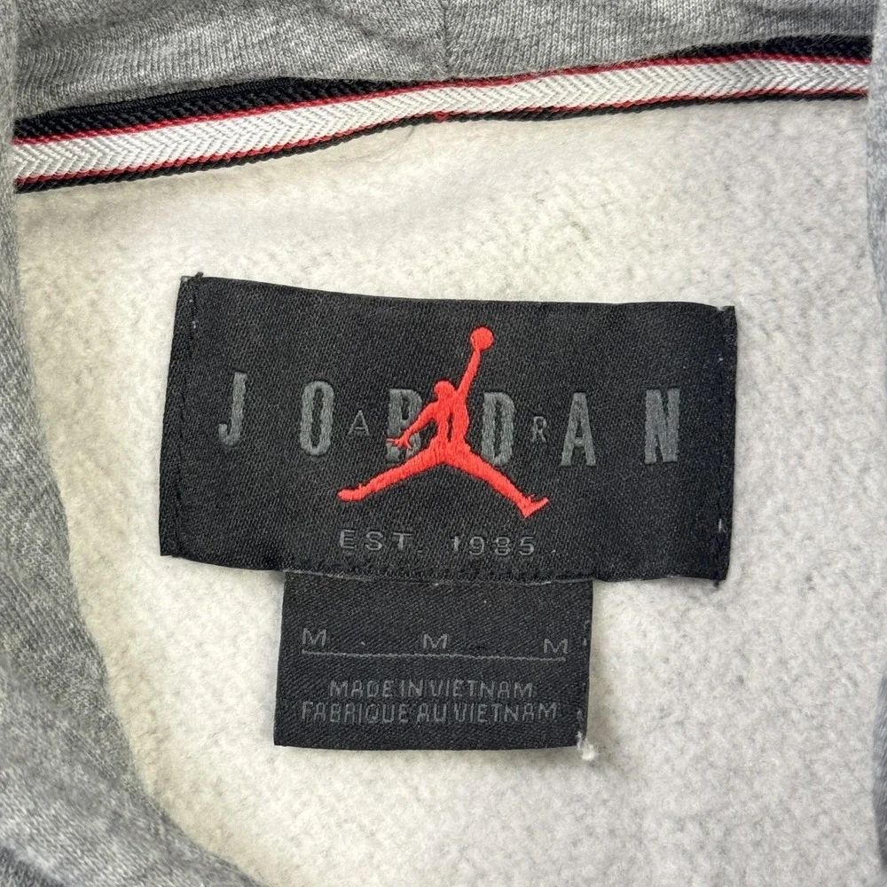 Nike Air Jordan Fleece Hoodie Sweatshirt Men M Gray Pullover Jumpman Heavyweight